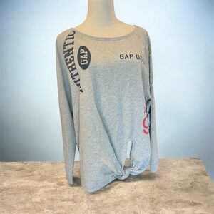 NEW Gap Long Sleeve Sweater Shirt Size Large Gap Logo All Over Print